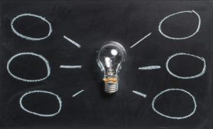 An image of a blackboard and lightbulb