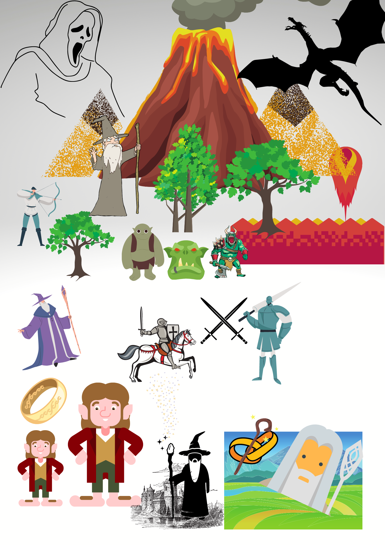 A poster showing design work, developed in Canva, associated with the Lord of the Rings film franchise.