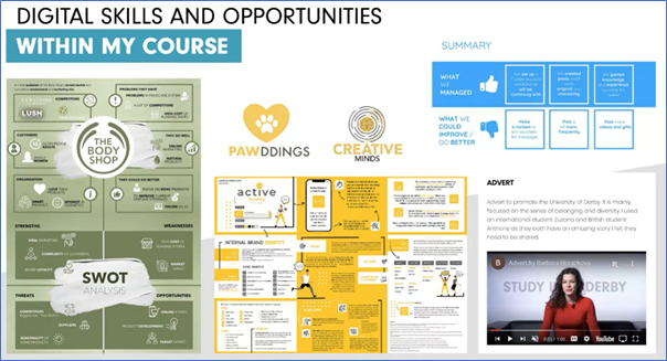 A diagram showing elements of Digital Skills and Opportunities within a course. 