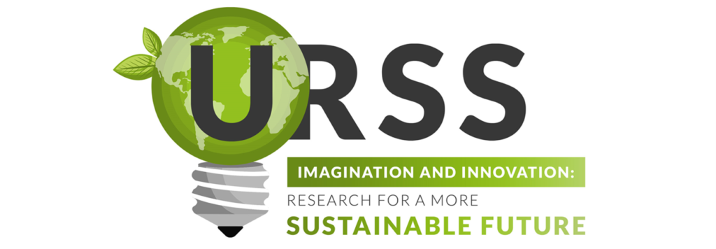 A stlylised logo reading 'URSS Imagination and Innovation: Research for a More Sustainable Future'